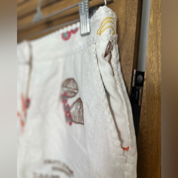 Caroline Constas Cream Embroidered High Waist Shorts - Picture 4 of 14